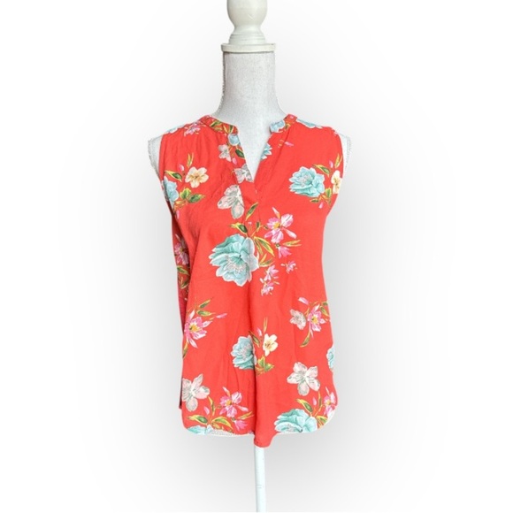 Coral Floral Tank V-Neck NWT Loose fit Size XS - Picture 1 of 3